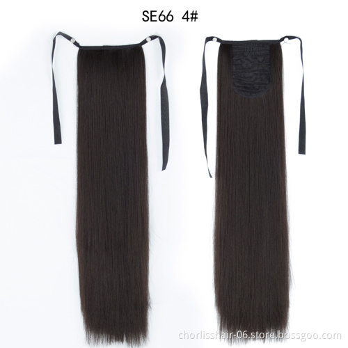 Wholesale Cheap Price Chorliss 22 Inch Long Straight Clip In Hair Tail Grils Wrap Around Ponytail Synthetic Hair Extension